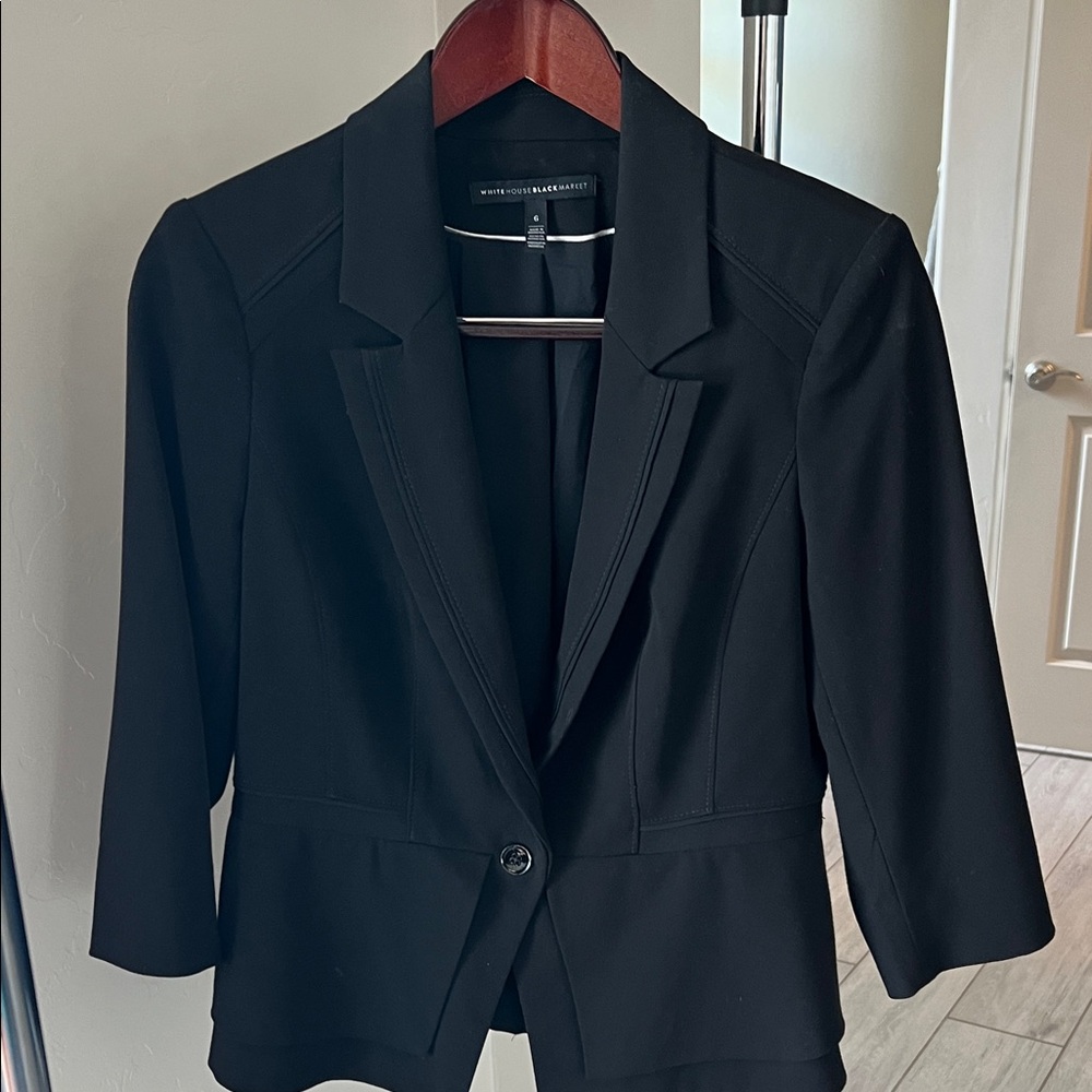 White House Black Market 3/4 Sleeve Black Blazer